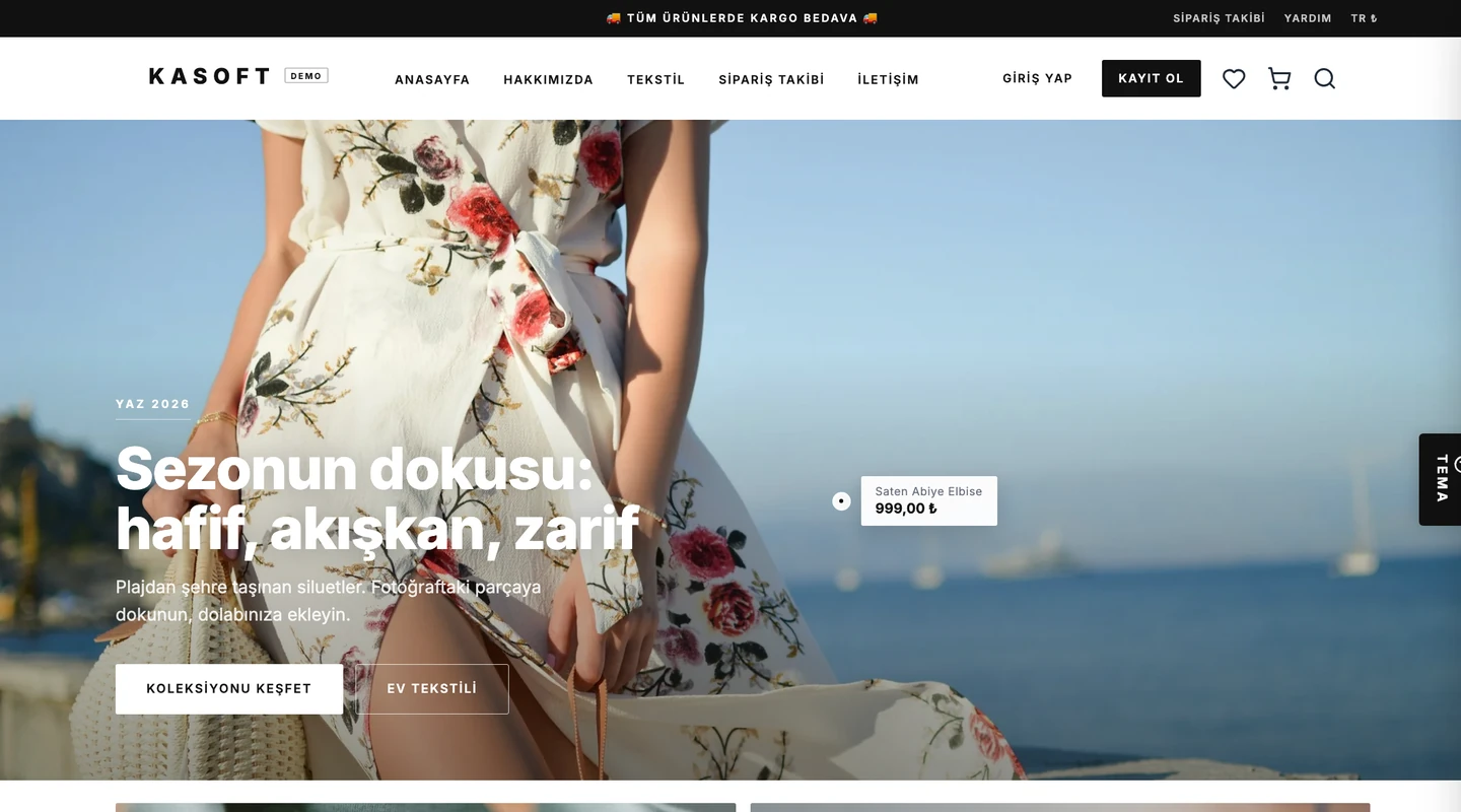 E-Ticaret Yazılımı ile kurulan örnek online mağaza vitrini